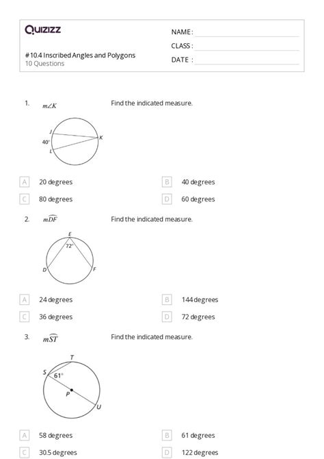 50+ inscribed angles worksheets on Quizizz | Free & Printable