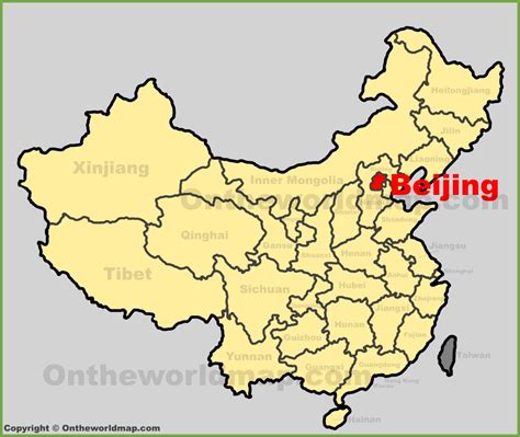 Beijing location on the China map - Ontheworldmap.com