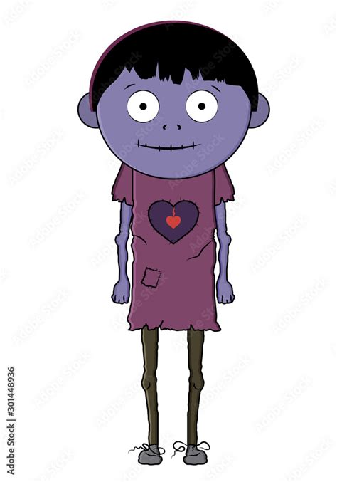 Vector illustration of cartoon zombie-boy isolated on white background ...