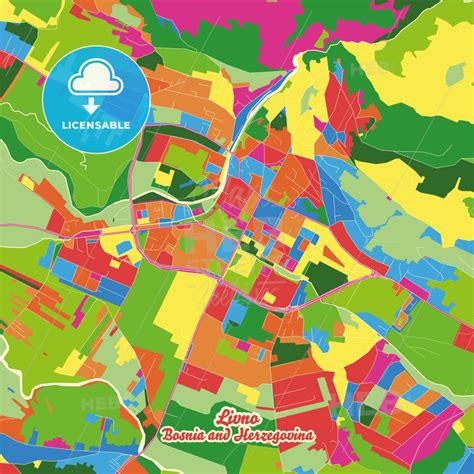 Livno, Canton 10, Bosnia and Herzegovina Crazy Colorful Map Print Template in 2022 | Colorful ...