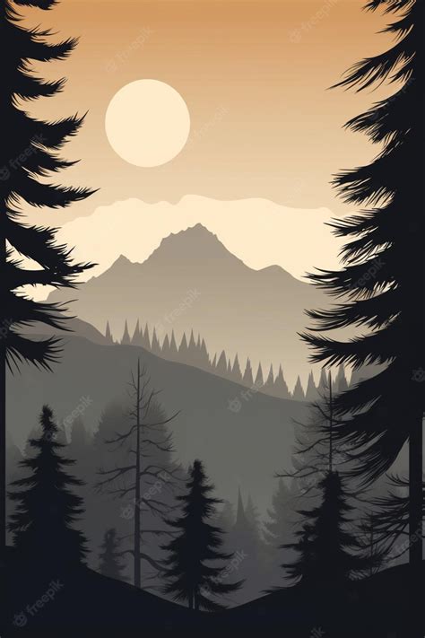 Premium AI Image | A minimalist illustration of a mountain landscape with a mountain in the ...