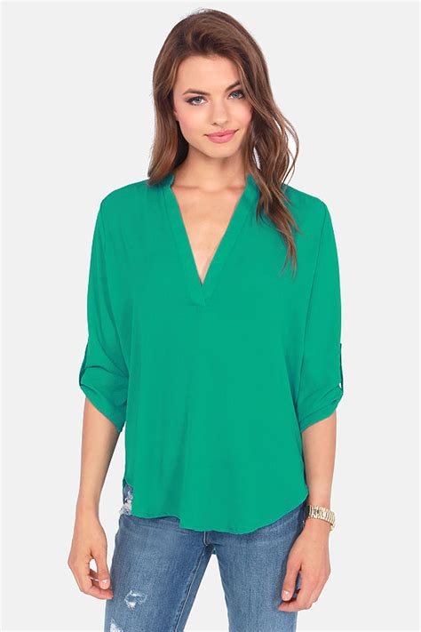 Cute Green Top - V Neck Top - Emerald Green Top - $37.00 - Lulus