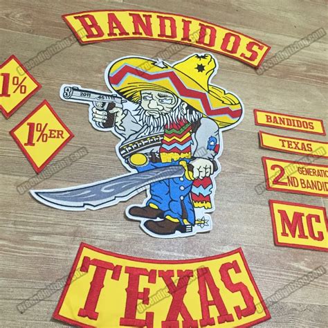 10pcs BANDIDOS MC Patch Embroidered Iron On Back Size Jacket Vest ...