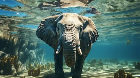 Premium AI Image | Swimming Elephant Underwater African Elephant in Action