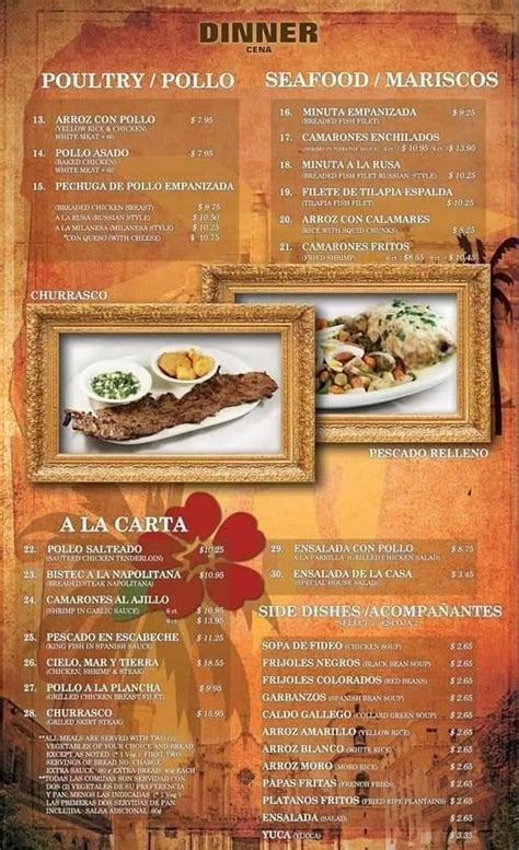 Menu at La Teresita Restaurant, Tampa, W Columbus Dr