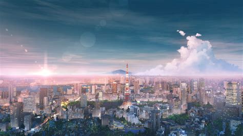 Japanese Anime Town Landscape Wallpapers - Wallpaper Cave