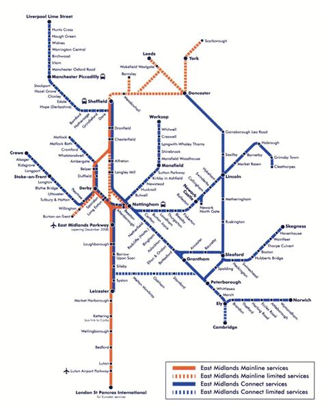 East Midlands train / rail maps