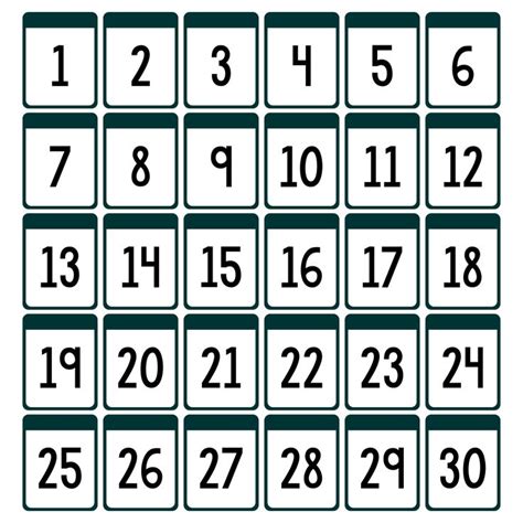 Printable Number Chart 1-30 | Large Printable Numbers, Free Printable ...