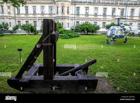 National History museum, Chisinau, Moldova. Arbalest and helicopter Stock Photo - Alamy