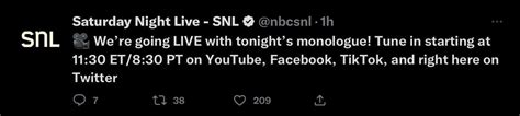 SNL streaming the monologue on social media : r/LiveFromNewYork