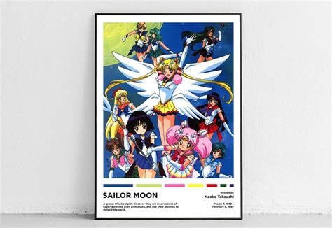 Sailor Moon Poster, Minimalist Anime Poster, Retro Vintage Art Print, Anime Wall Art Decor ...