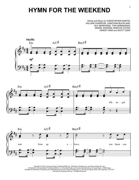 Hymn For The Weekend | Sheet Music Direct