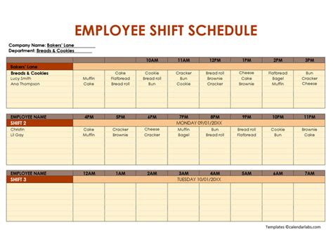 Employee Shift Schedule Template - Free Printable Templates