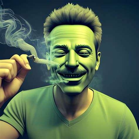 happy man smoking weed, 3D, face only - Arthub.ai