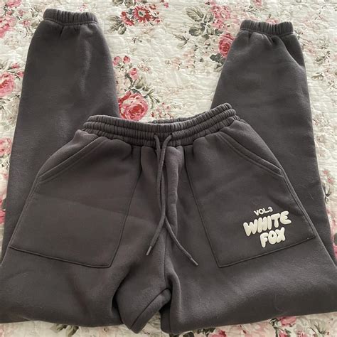 White fox sweatpants - Depop