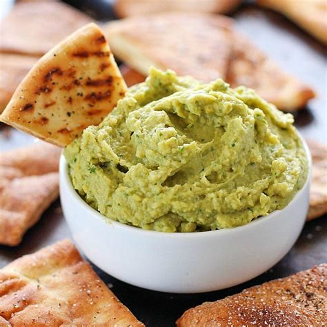 Avocado Hummus with Homemade Pita Chips - Yummy Healthy Easy