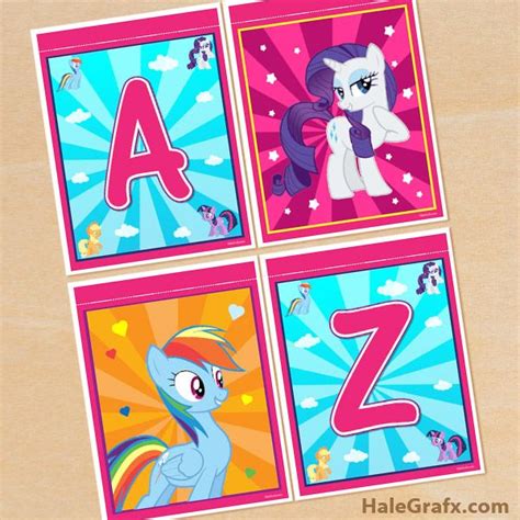 FREE Printable My Little Pony Alphabet Banner Pack Rainbow Dash Birthday, Rainbow Dash Party, My ...
