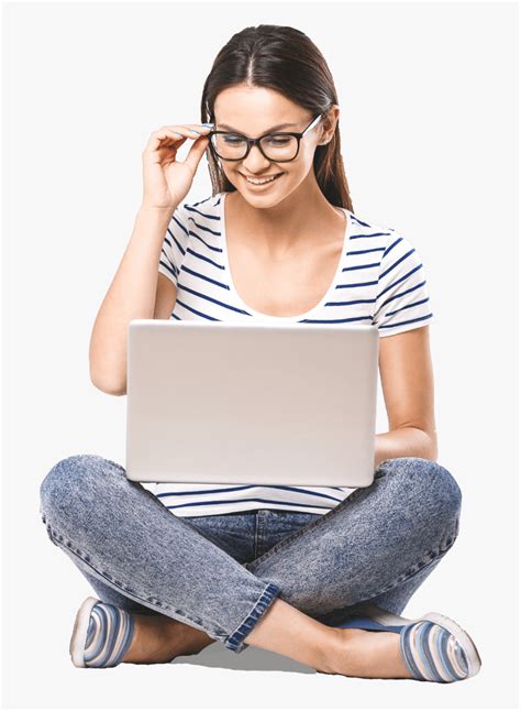 Girl On Laptop - Girl Sitting With Laptop Png, Transparent Png - kindpng