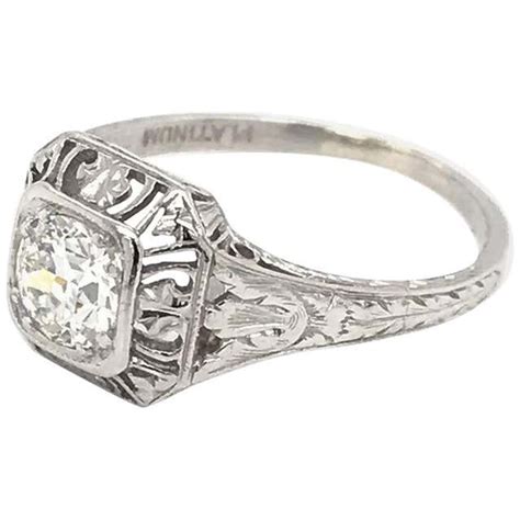 Art Deco Diamond Filigree Ring For Sale at 1stDibs