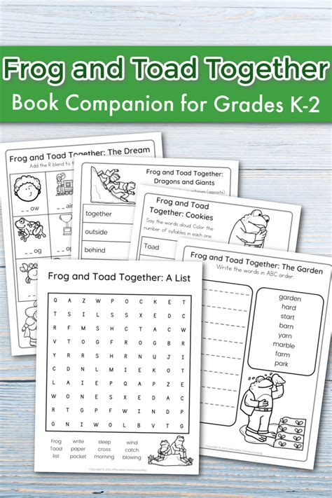 Frog and Toad Together Worksheets: A Fun Book Companion