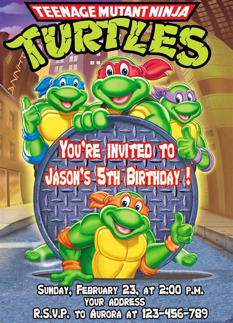 Ninja Turtles Birthday Invitation Beautiful Teenage Mutant Ninja Turtles Birthda… | Turtle ...