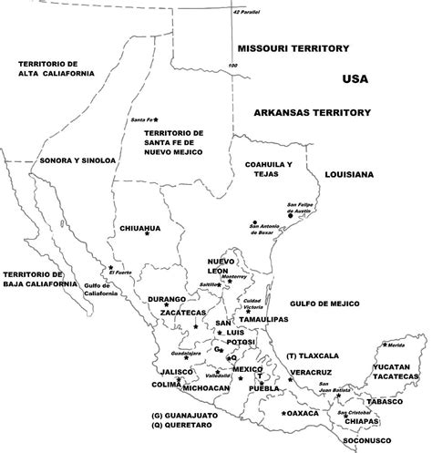 Map Republic of Mexico 1824