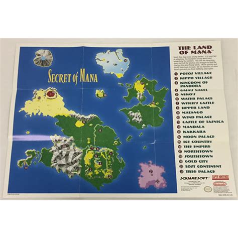 Secret of Mana Poster and Map SNES For Sale | DKOldies