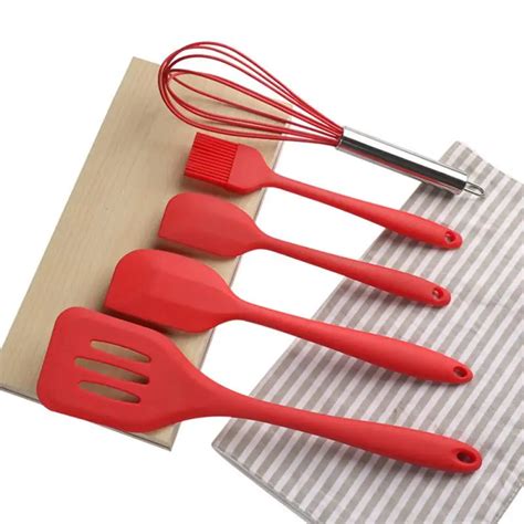 5PCS/Set Silicone Cooking Tool Sets Egg Beater Spatula Oil Brush Household Kitchen Tools ...