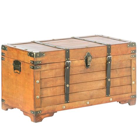 Vintiquewise Rustic Large Wooden Storage Trunk with Lockable Latch ...