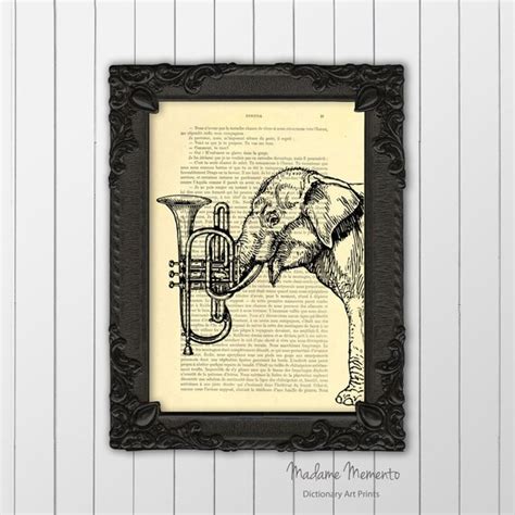 Elephant Trumpet Art Print Music Instrument Elephant Gift | Etsy