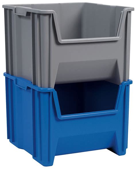 AKRO-MILS Stacking Bin, Blue, 12 1/2 inH x 17 1/2 inL x 16 1/2 inW, 1EA ...