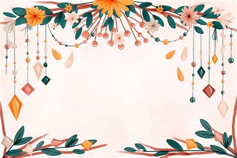 Free Vector | Watercolor boho background with flowers and leaves