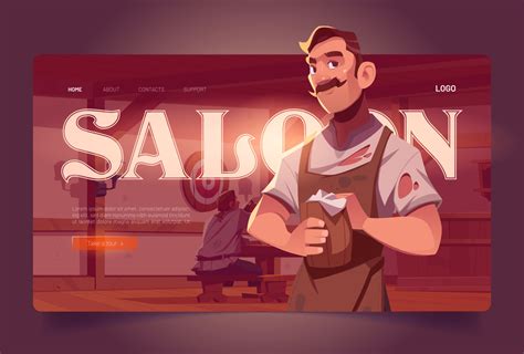 Saloon cartoon landing page, old style tavern 14634596 Vector Art at Vecteezy