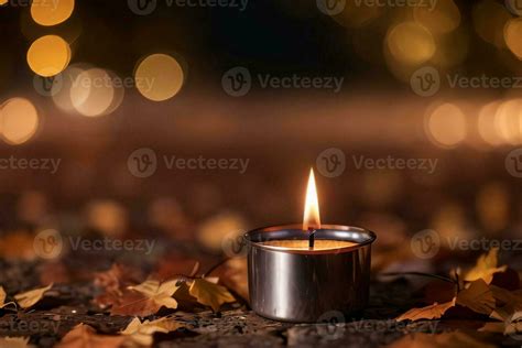 Photo of the candle and fall leaves wallpaper 29998585 Stock Photo at ...