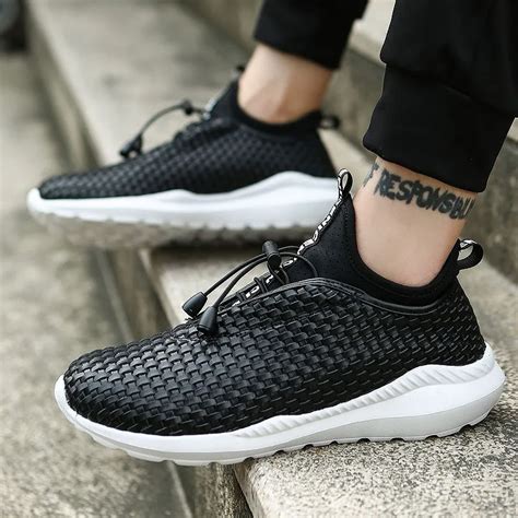 Slip on Lightweight Running Shoes For Men Sport Training Comfortable Damping Breathable Shoes ...