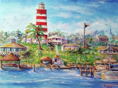 Hope Town Lighthouse Bahamas Painting by Bernadette Krupa