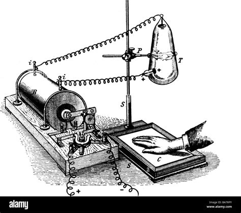 Roentgen, Wilhelm Conrad, 27.3.1845 - 10.2.1923, German physicist, his first X-ray apparatus ...