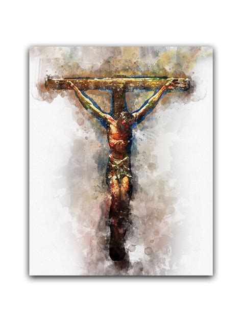 Holy Cross Watercolor Canvas Print Jesus Holy Cross Wall Art Watercolor Wall Art Canvas Wall Art ...