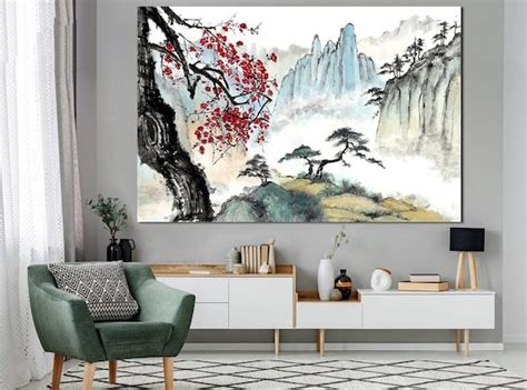 Japanese Canvas Art Asian Wall Art Mountain Canvas Japanese - Etsy