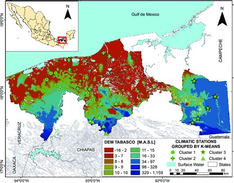 Geographic location and topography of the state of Tabasco, Mexico ...