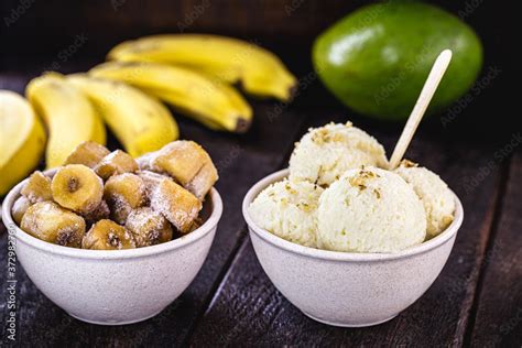 Nicecream - frozen banana ice cream. Banana cream served as vegan ice ...