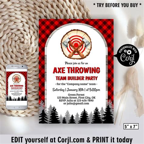 Axe Throwing Party / Lumberjack / Birthday Invitation / Team - Etsy Canada | Birthday ...