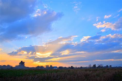 Golden Light on Sky during Sunset in the Evening. Stock Photo - Image ...