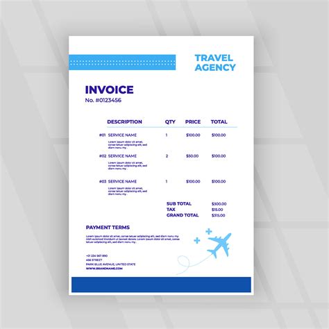 Travel agency invoice template 12624249 Vector Art at Vecteezy