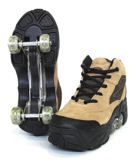 UNIQUE Quad KICK ROLLER Skates 4wheels retractable Beige