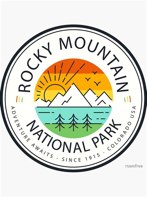 "Rocky Mountain National Park Retro Mountain Sticker" Sticker by roamfree | Redbubble