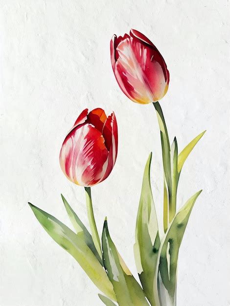 Premium AI Image | Watercolor Tulips Painting Tulip Flower Illustration ...