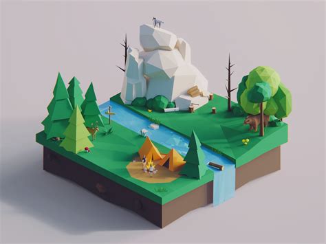 Low Poly Words: Forest | Low poly art, Low poly, Isometric art