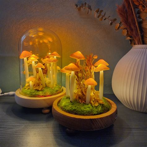 Orange Mushroom Lamp Mushroom Forest Handmade Night Light Home - Etsy