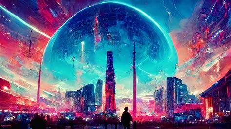 Colorful, Neon, City, Cyberpunk, Dome 4K Wallpaper